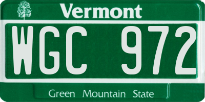 VT license plate WGC972