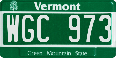 VT license plate WGC973