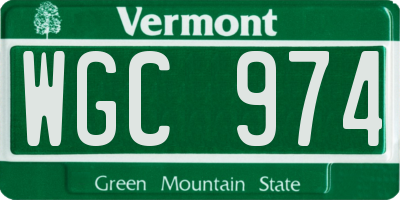 VT license plate WGC974