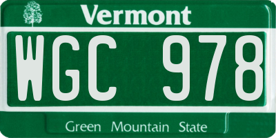 VT license plate WGC978