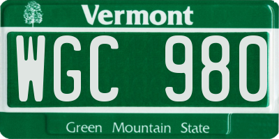 VT license plate WGC980