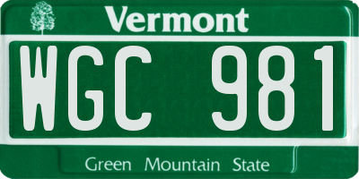 VT license plate WGC981