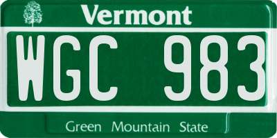 VT license plate WGC983