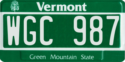 VT license plate WGC987