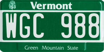 VT license plate WGC988