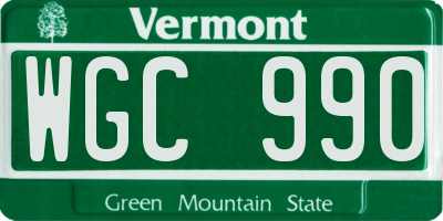 VT license plate WGC990