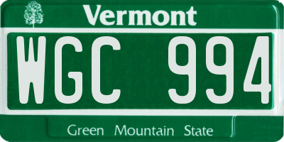 VT license plate WGC994
