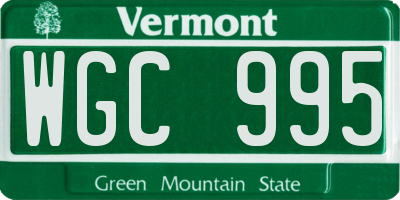 VT license plate WGC995