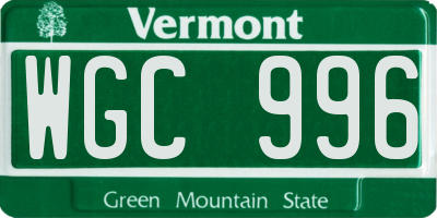 VT license plate WGC996
