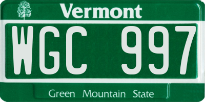 VT license plate WGC997