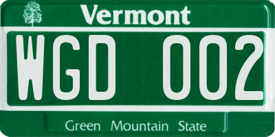 VT license plate WGD002