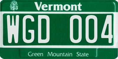 VT license plate WGD004