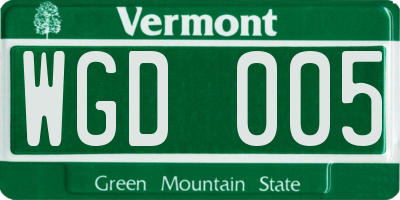 VT license plate WGD005