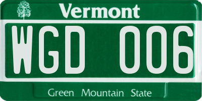 VT license plate WGD006