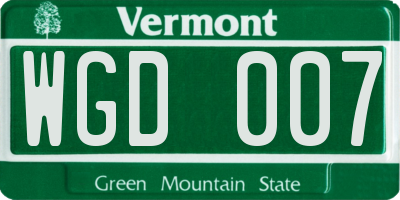 VT license plate WGD007