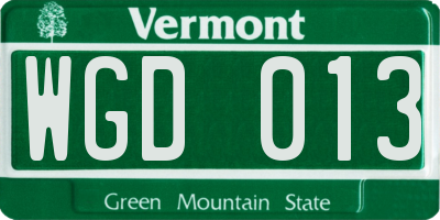 VT license plate WGD013
