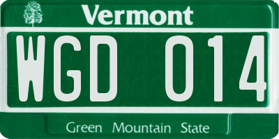 VT license plate WGD014