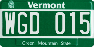 VT license plate WGD015