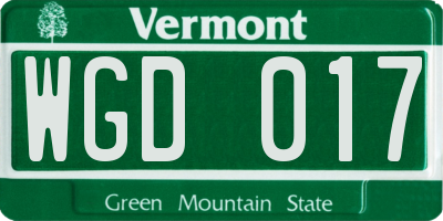 VT license plate WGD017