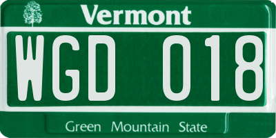 VT license plate WGD018