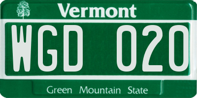 VT license plate WGD020