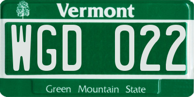 VT license plate WGD022