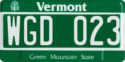 VT license plate WGD023