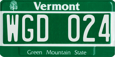 VT license plate WGD024