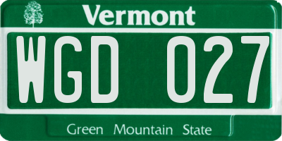 VT license plate WGD027
