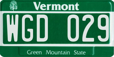 VT license plate WGD029