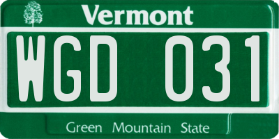 VT license plate WGD031