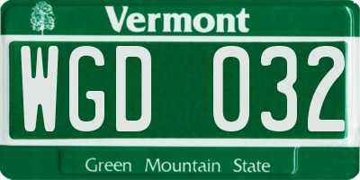 VT license plate WGD032