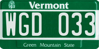 VT license plate WGD033