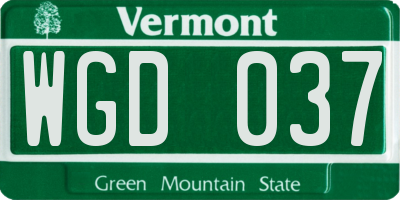 VT license plate WGD037