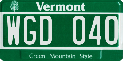 VT license plate WGD040