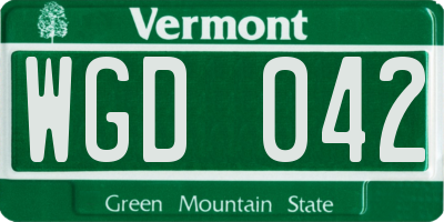 VT license plate WGD042