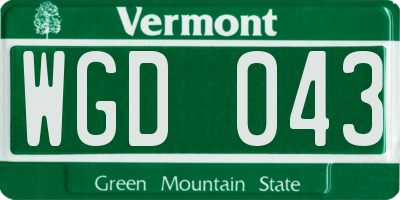 VT license plate WGD043