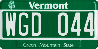 VT license plate WGD044