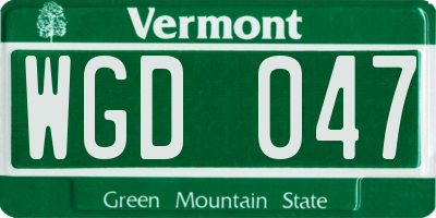 VT license plate WGD047