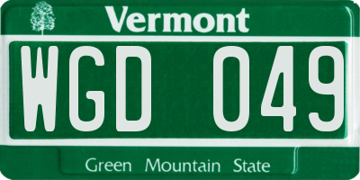 VT license plate WGD049