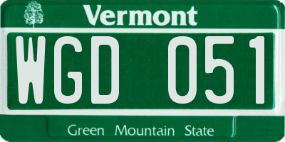 VT license plate WGD051