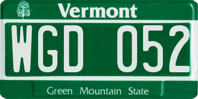 VT license plate WGD052