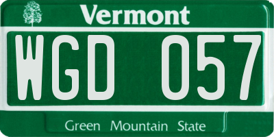 VT license plate WGD057