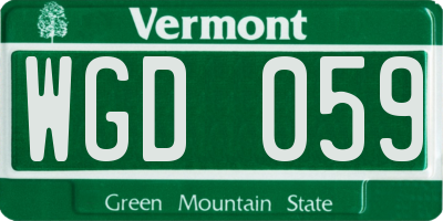 VT license plate WGD059