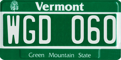VT license plate WGD060