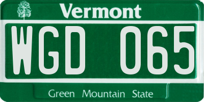 VT license plate WGD065