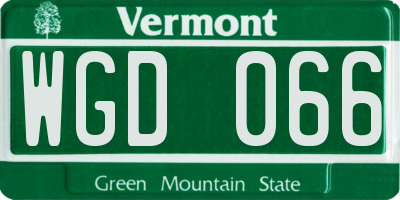 VT license plate WGD066