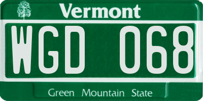 VT license plate WGD068