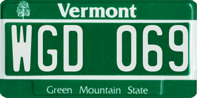 VT license plate WGD069