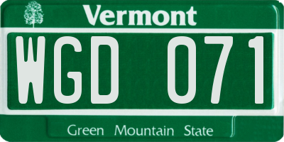VT license plate WGD071
